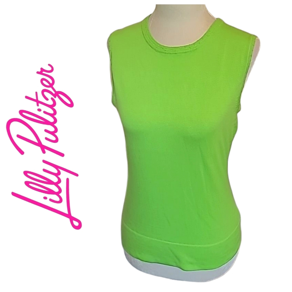 Lilly Pulitzer | Bright Lime Green Sleeveless Crewneck Cotton Sweater